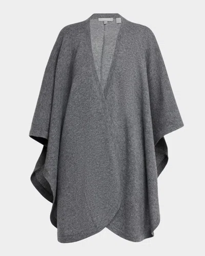 Neiman Marcus Cashmere Melange-knit Cape In Gray