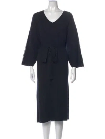 Pre-owned Neiman Marcus Cashmere Midi Length Dress In Black
