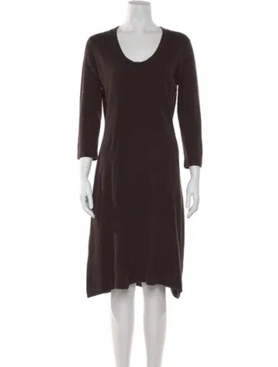 Pre-owned Neiman Marcus Cashmere Midi Length Dress In Brown