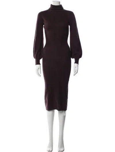 Pre-owned Neiman Marcus Cashmere Midi Length Dress In Burgundy