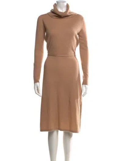 Pre-owned Neiman Marcus Cashmere Midi Length Dress In Neutral
