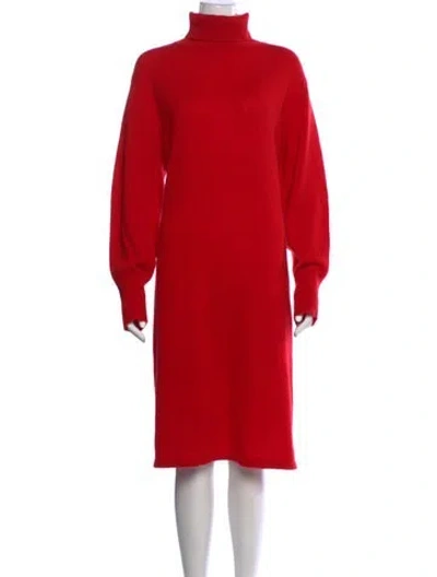 Pre-owned Neiman Marcus Cashmere Midi Length Dress W/ Tags In Red