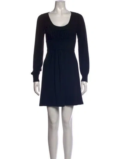 Pre-owned Neiman Marcus Cashmere Mini Dress In Black/blue