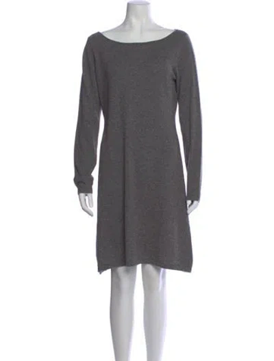 Pre-owned Neiman Marcus Cashmere Mini Dress In Gray