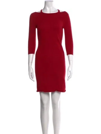 Pre-owned Neiman Marcus Cashmere Mini Dress In Red