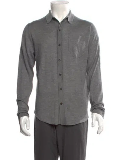 Pre-owned Neiman Marcus Cashmere Mock Neck Cardigan In Gray