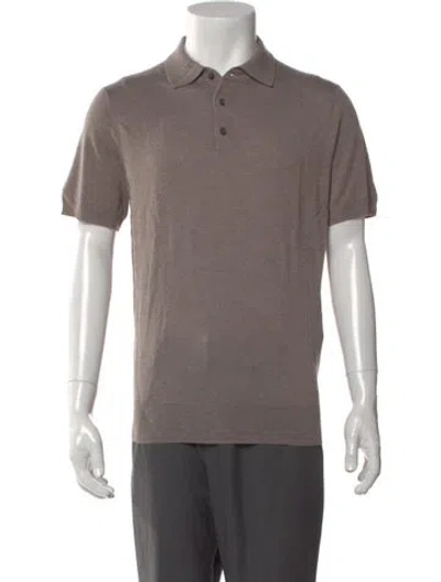 Pre-owned Neiman Marcus Cashmere Mock Neck Polo Sweater In Gray