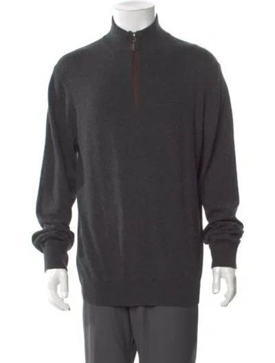 Pre-owned Neiman Marcus Cashmere Mock Neck Pullover In Gray