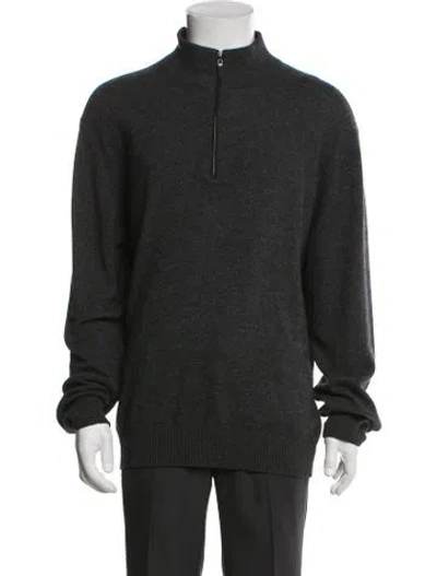 Pre-owned Neiman Marcus Cashmere Mock Neck Pullover In Gray