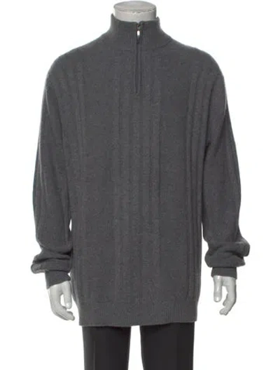 Pre-owned Neiman Marcus Cashmere Mock Neck Pullover In Gray