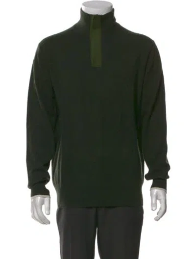Pre-owned Neiman Marcus Cashmere Mock Neck Pullover In Green