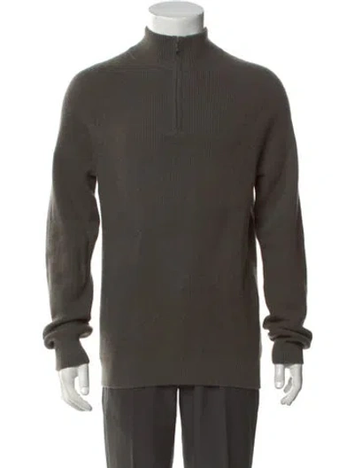 Pre-owned Neiman Marcus Cashmere Mock Neck Pullover In Grey