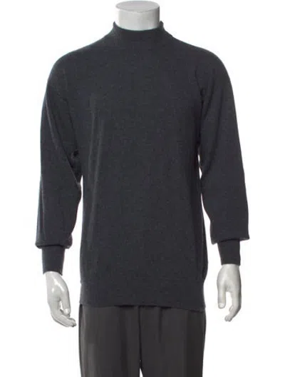 Pre-owned Neiman Marcus Cashmere Mock Neck Pullover In Grey