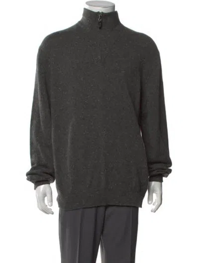 Pre-owned Neiman Marcus Cashmere Mock Neck Pullover In Grey
