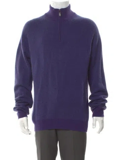 Pre-owned Neiman Marcus Cashmere Mock Neck Pullover In Purple