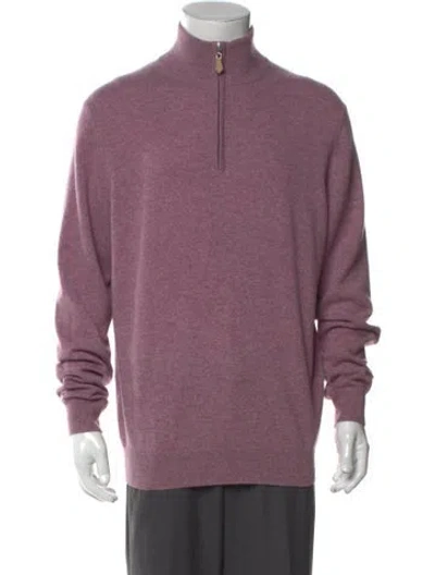 Pre-owned Neiman Marcus Cashmere Mock Neck Pullover In Purple