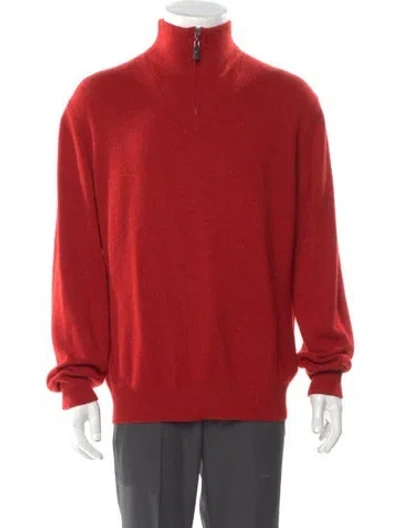 Pre-owned Neiman Marcus Cashmere Mock Neck Pullover In Red