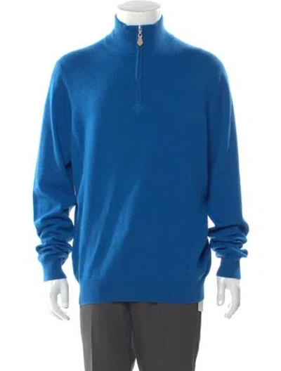 Pre-owned Neiman Marcus Cashmere Mock Neck Pullover W/ Tags In Blue