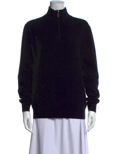 Pre-owned Neiman Marcus Cashmere Mock Neck Sweater In Black