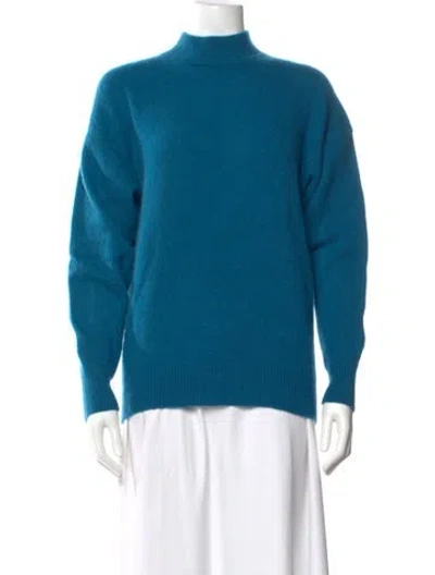 Pre-owned Neiman Marcus Cashmere Mock Neck Sweater In Blue