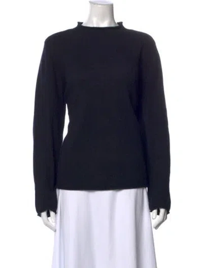 Pre-owned Neiman Marcus Cashmere Mock Neck Sweater In Blue