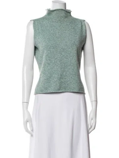 Pre-owned Neiman Marcus Cashmere Mock Neck Sweater In Blue