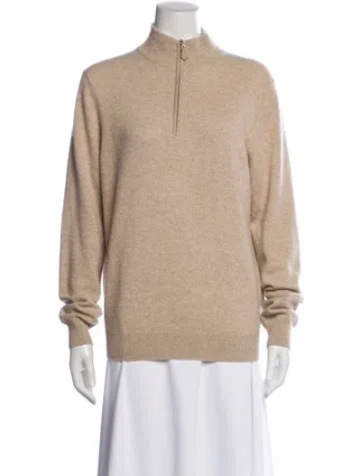 Pre-owned Neiman Marcus Cashmere Mock Neck Sweater In Brown