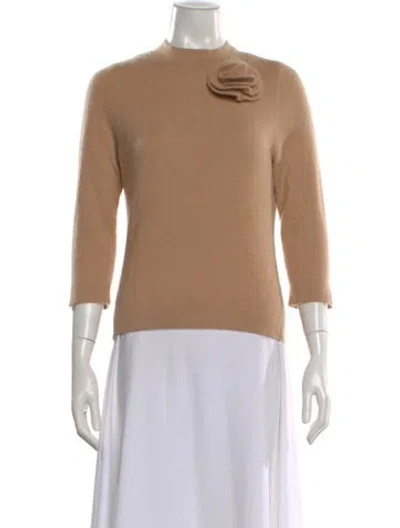 Pre-owned Neiman Marcus Cashmere Mock Neck Sweater In Brown