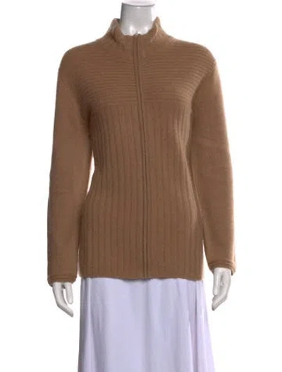 Pre-owned Neiman Marcus Cashmere Mock Neck Sweater In Brown