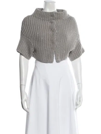 Pre-owned Neiman Marcus Cashmere Mock Neck Sweater In Gray