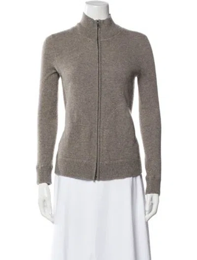 Pre-owned Neiman Marcus Cashmere Mock Neck Sweater In Gray