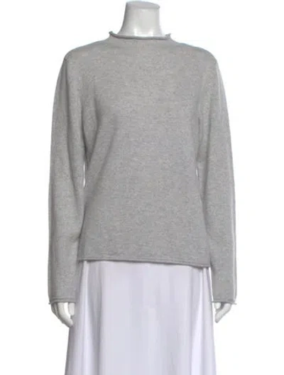Pre-owned Neiman Marcus Cashmere Mock Neck Sweater In Gray
