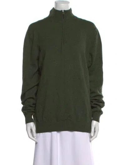 Pre-owned Neiman Marcus Cashmere Mock Neck Sweater In Green