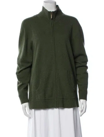 Pre-owned Neiman Marcus Cashmere Mock Neck Sweater In Green