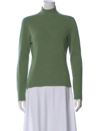 Pre-owned Neiman Marcus Cashmere Mock Neck Sweater In Green