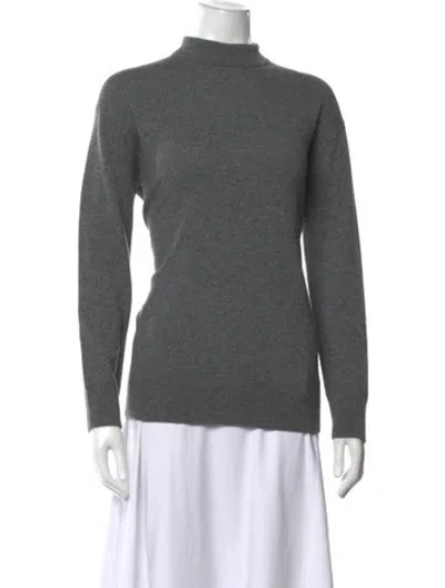 Pre-owned Neiman Marcus Cashmere Mock Neck Sweater In Grey