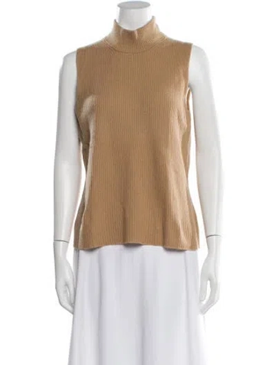Pre-owned Neiman Marcus Cashmere Mock Neck Sweater In Neutral