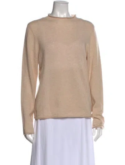 Pre-owned Neiman Marcus Cashmere Mock Neck Sweater In Neutral