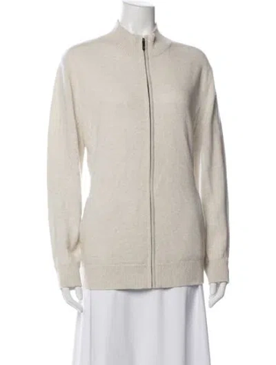 Pre-owned Neiman Marcus Cashmere Mock Neck Sweater In Neutrals