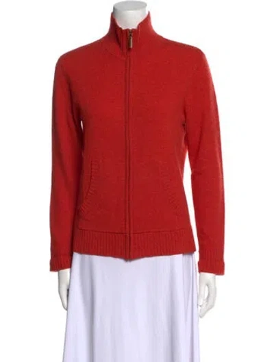 Pre-owned Neiman Marcus Cashmere Mock Neck Sweater In Orange