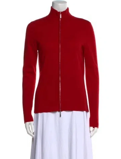 Pre-owned Neiman Marcus Cashmere Mock Neck Sweater In Red