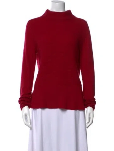 Pre-owned Neiman Marcus Cashmere Mock Neck Sweater In Red