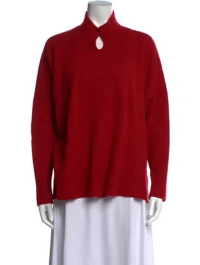 Pre-owned Neiman Marcus Cashmere Mock Neck Sweater In Red