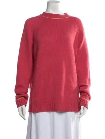 Pre-owned Neiman Marcus Cashmere Mock Neck Sweater In Red