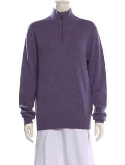 Pre-owned Neiman Marcus Cashmere Mock Neck Sweater W/ Tags In Purple