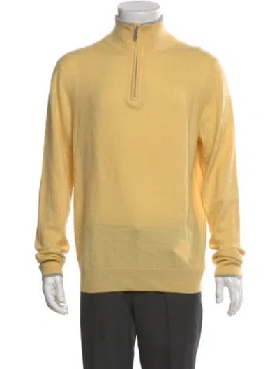 Pre-owned Neiman Marcus Cashmere Mock Neck Sweatshirt In Yellow