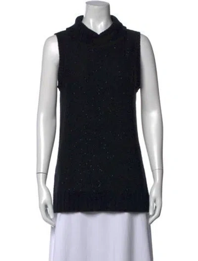 Pre-owned Neiman Marcus Cashmere Mock Neck Top In Black