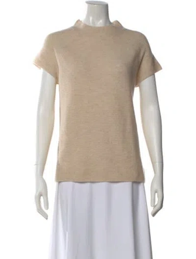 Pre-owned Neiman Marcus Cashmere Mock Neck Top In Neutral
