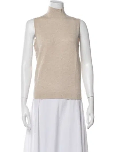 Pre-owned Neiman Marcus Cashmere Mock Neck Top W/ Tags In Neutrals