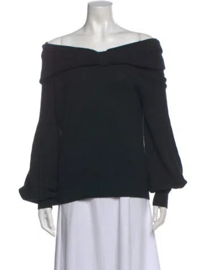 Pre-owned Neiman Marcus Cashmere Off-the-shoulder Sweater In Black